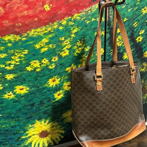 Celine Canvas Shoulder Bag Leather Strap Original Made in Italy W/COA - Picture 2 of 11